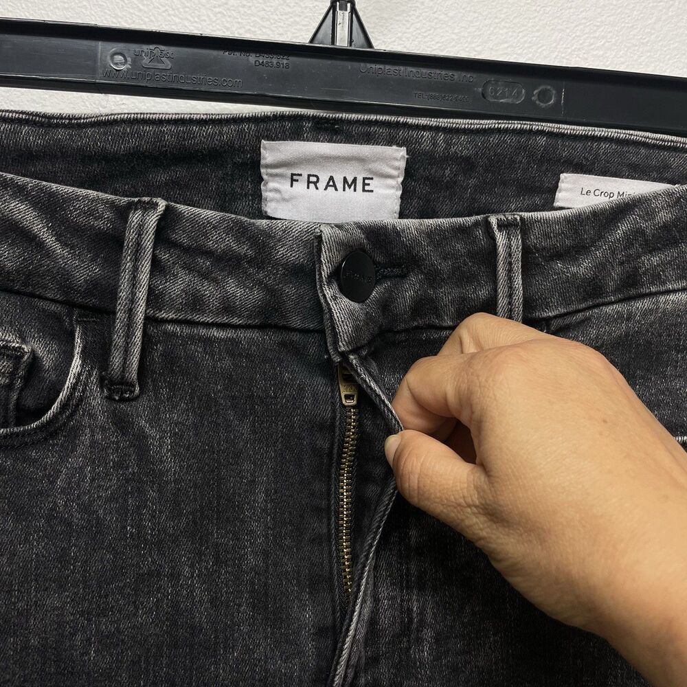 Frame Le Crop Mini Boot High-Rise Women's Sz 30 Black Charcoal Wash Stretch Jean - Picture 4 of 8
